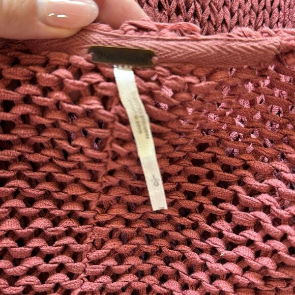 Free People Women's Open-Front Knit long Cardigan Sweater - Pink size large - Picture 4 of 6